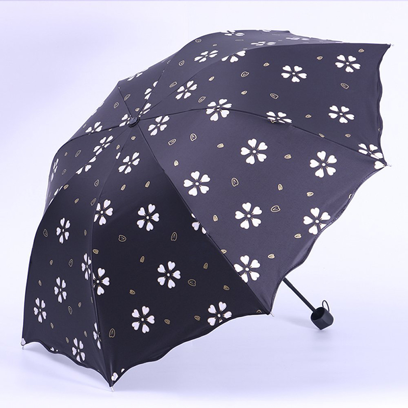 2019 ของขวัญแฟนซีรายการ Wetting มายากลฝนพิมพ์สีเปลี่ยน 3 พับร่ม