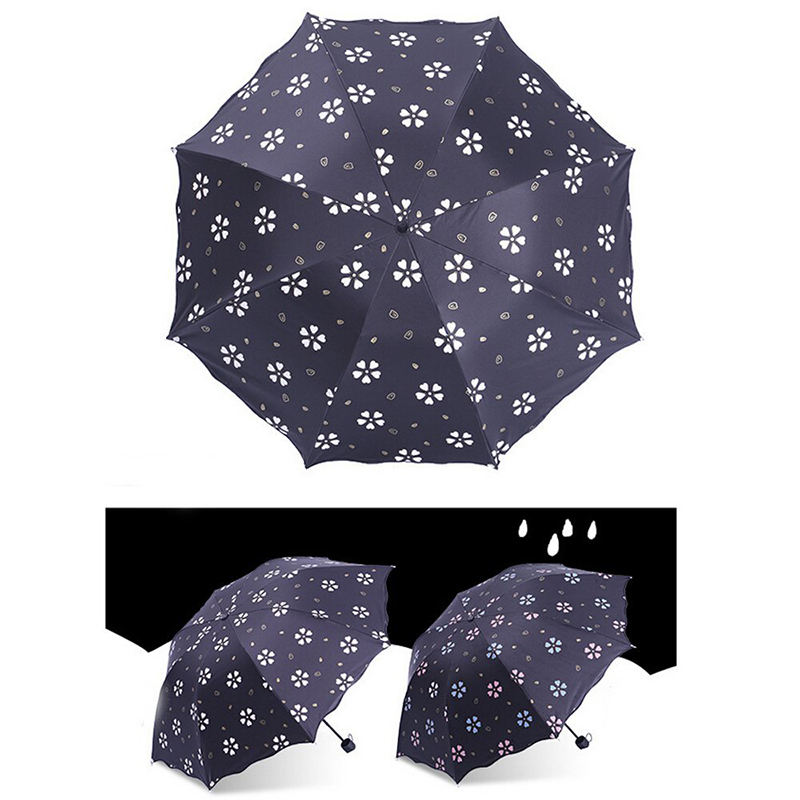 2019 ของขวัญแฟนซีรายการ Wetting มายากลฝนพิมพ์สีเปลี่ยน 3 พับร่ม