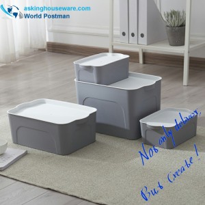 กล่องพลาสติกเอนกประสงค์พร้อมฝาปิดและที่เก็บของแบบใส 5 in 1