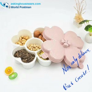 การเก็บรักษาอาหารรูปทรงดอกไม้ขนมบิสกิต Organizer Bin