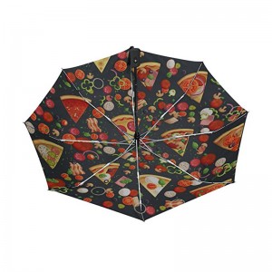 พิซซ่าตลกพิมพ์ของขวัญส่งเสริมการขายรายการพิมพ์โลโก้ที่กำหนดเอง 3 พับอัตโนมัติเปิดและปิดอัตโนมัติร่ม