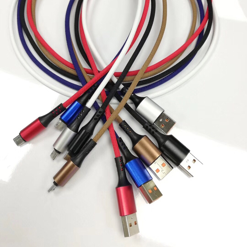 การชาร์จอย่างรวดเร็วรอบสายเคเบิลข้อมูล Micro to USB 2.0 แบบถักสำหรับ micro USB, Type C, การชาร์จและเชื่อมต่อฟ้าผ่าของ iPhone