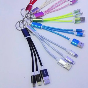 ด้วยวงแหวน 2 IN 1 สายถักชาร์จรอบอลูมิเนียมที่อยู่อาศัย USB 2.0 Micro เพื่อฟ้าผ่า micro USB Data Cable