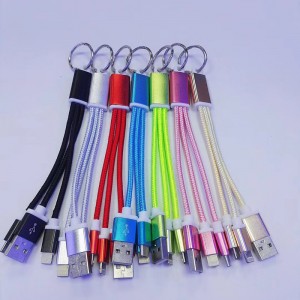 ด้วยวงแหวน 2 IN 1 สายถักชาร์จรอบอลูมิเนียมที่อยู่อาศัย USB 2.0 Micro เพื่อฟ้าผ่า micro USB Data Cable