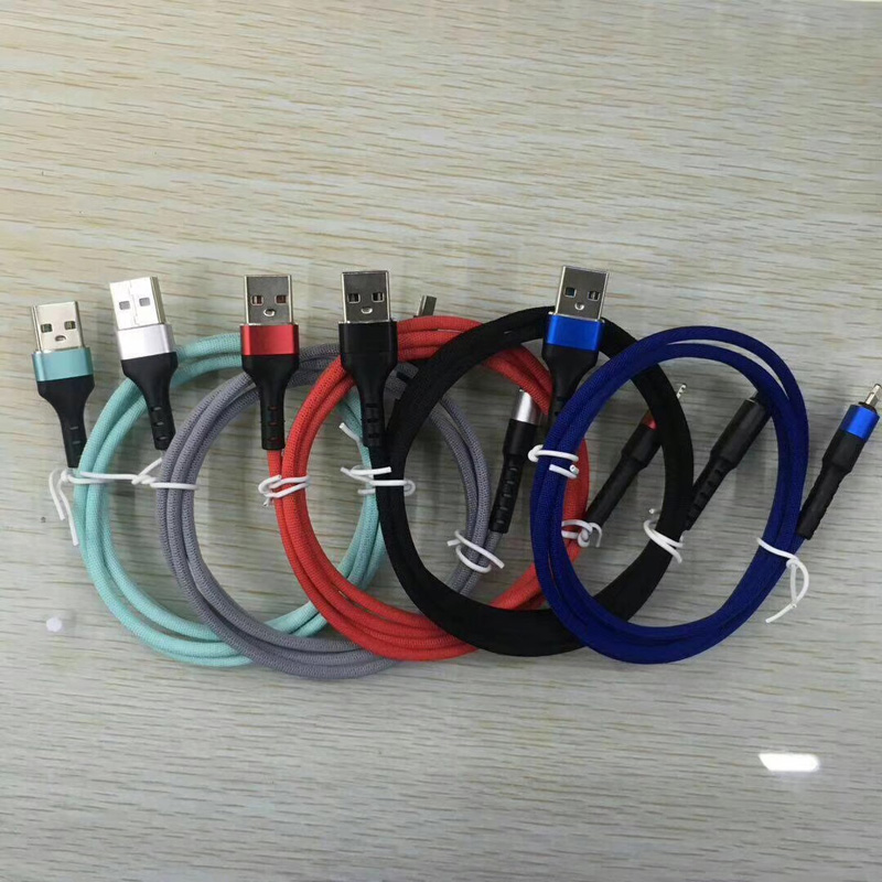 การชาร์จอย่างรวดเร็วรอบตัวเครื่องอลูมิเนียมแบบโค้งงอสายเคเบิลข้อมูล USB แบบโค้งงอสำหรับ micro USB, Type C, การชาร์จและสายฟ้าของ iPhone