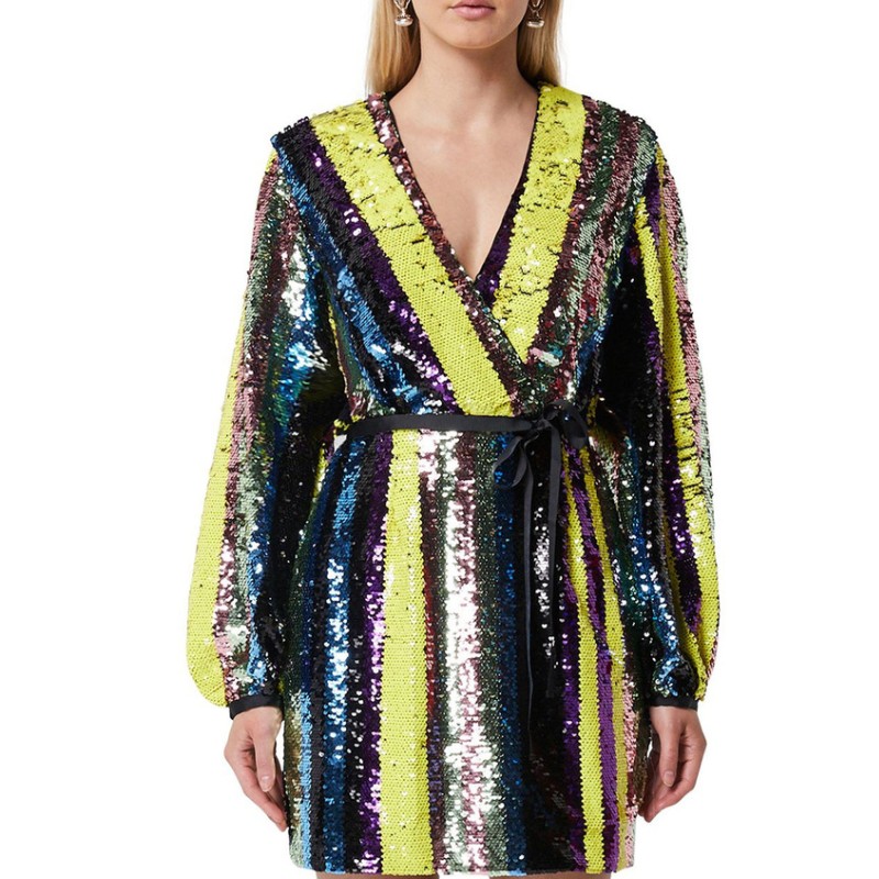 ผลิตภัณฑ์ใหม่สำหรับ V neckline sequin mini mini dress