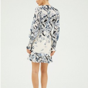 2022 วานิลลาแขนยาวชุดพิมพ์ขนาดเล็กสำหรับสุภาพสตรี