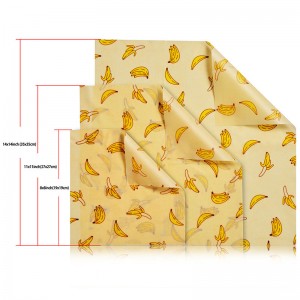 ได้รับการรับรองจาก fda ขี้ผึ้งห่ออาหารกระดาษขี้ผึ้งนำมาใช้ใหม่ห่ออาหาร 3 แพ็ค