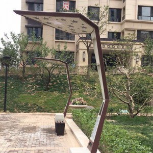 Ourdoor Advertising Pole Solar Seat Park Bench ที่ชาร์จมือถือ