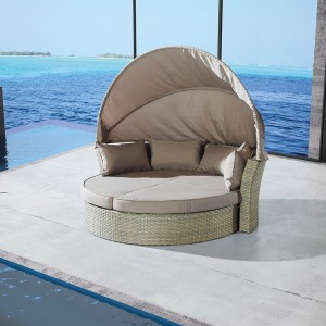 Round Sun Angel Face พับชายหาดแบบพกพากลางแจ้งเตียงอาบแดด