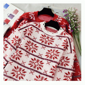 มาใหม่ใหม่หลวมใบ Jacquard ท็อปส์ถักเสื้อกันหนาว Pullovers สำหรับสุภาพสตรี