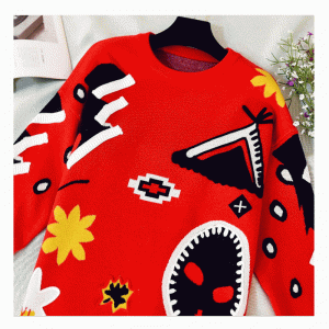 ยุโรปขนาดอเมริกัน Jacquard เสื้อกันหนาวออกแบบเสื้อถักชุดอุ่นหนา