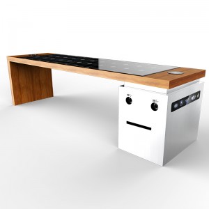 Smart Metal Park Bench เครื่องชาร์จโทรศัพท์พลังงานแสงอาทิตย์และอุปกรณ์โฆษณา