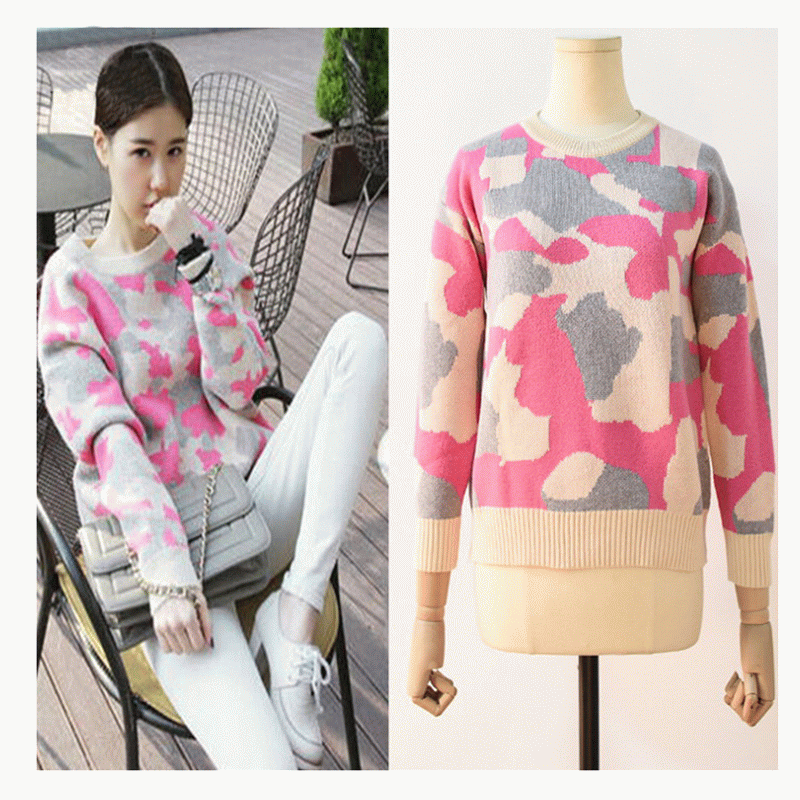 ผ้าขนสัตว์สไตล์เกาหลีผสมเสื้อถัก Jacquard หนาอบอุ่น