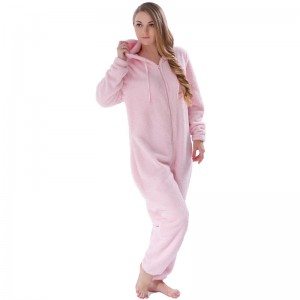 ชุดนอนสีชมพู Onesie สำหรับผู้ใหญ่