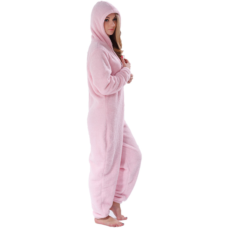 ชุดนอนสีชมพู Onesie สำหรับผู้ใหญ่