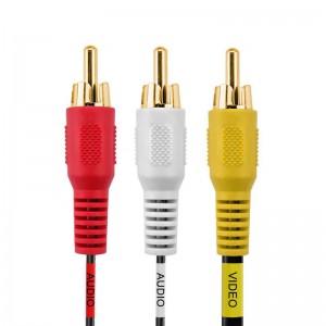 RCA ชายต่อชาย 3 - RCA RCA วิดีโอเสียง A / V สายเคเบิลชุบทอง
