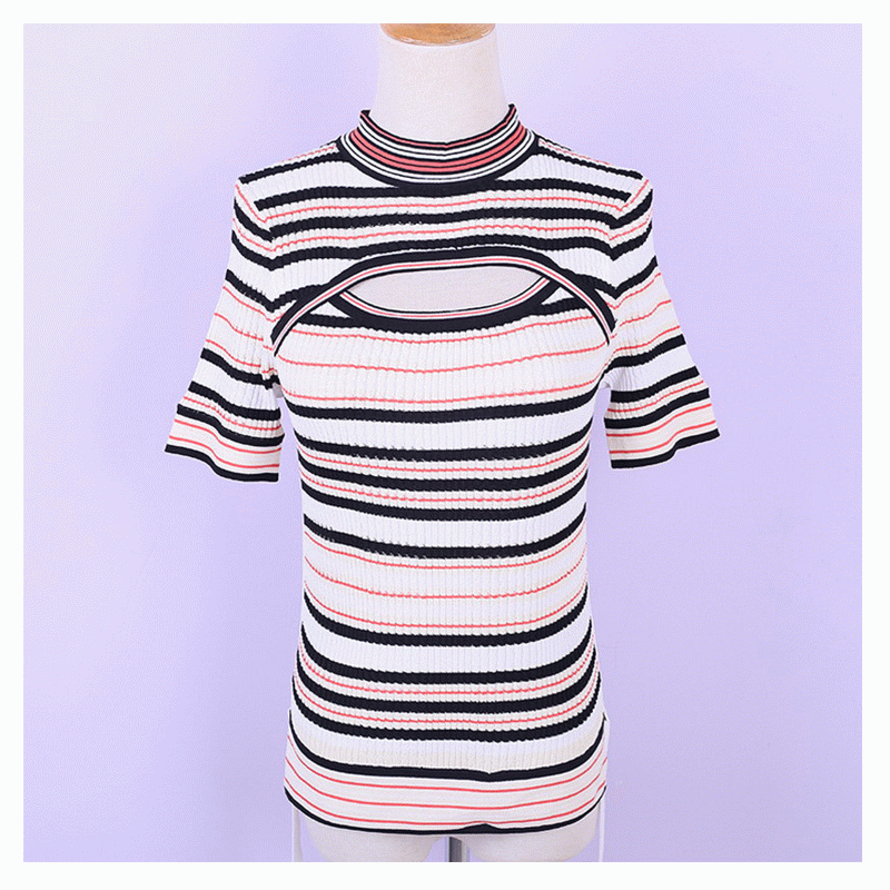 ฤดูร้อน Bodycon คอเต่ารูศูนย์ผู้หญิงลายเสื้อกันหนาวบาง ๆ