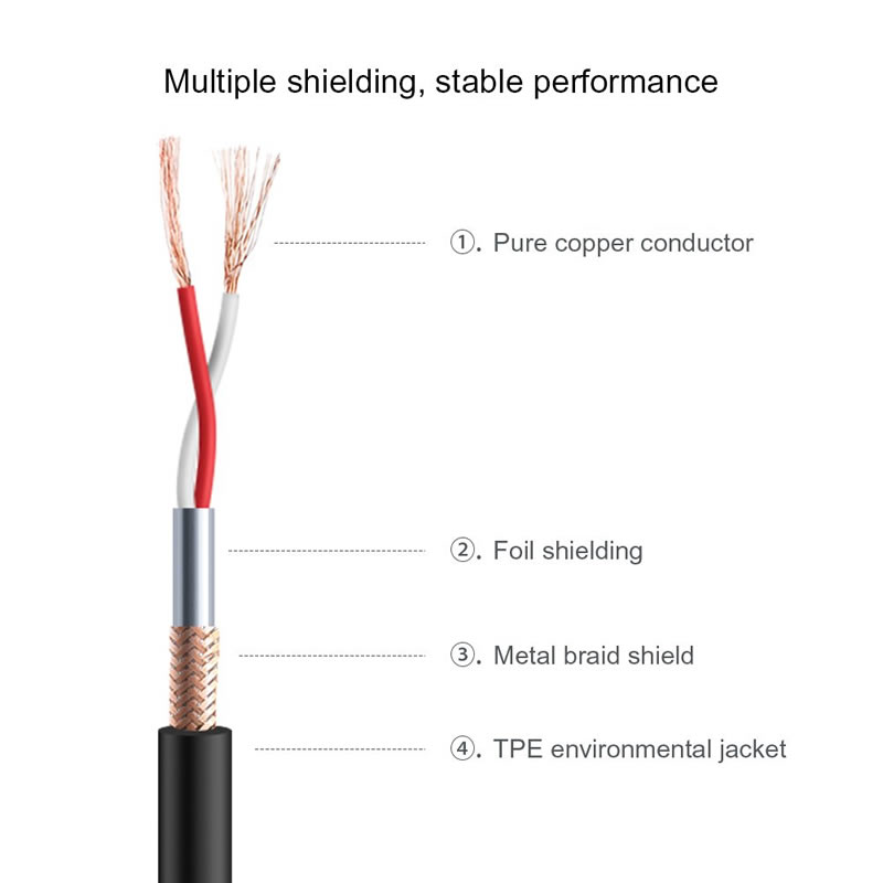 XLR ชายกับหญิง XLR สมดุลสาย 3 PIN Mic, สีดำ