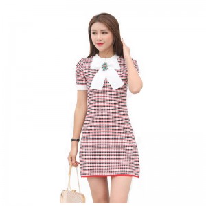 ฤดูร้อนพอดีบิ๊กโบว์ผีเสื้อลาย Plaids ผู้หญิง Bodycon ชุดเสื้อกันหนาว