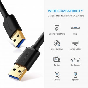 USB 3.0 A ไปยัง A สายเคเบิลชนิดชายกับชายสายเคเบิ้ลสำหรับการถ่ายโอนข้อมูลกล่องหุ้มฮาร์ดไดรฟ์