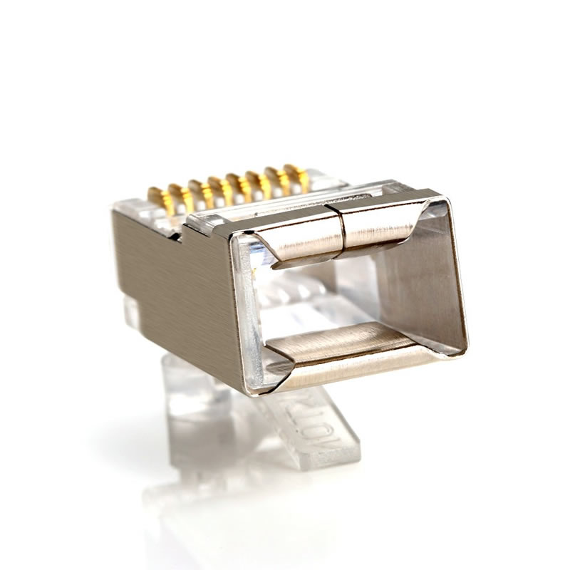 ตัวเชื่อมต่อ RJ45 CAT5E CAT6 ตัวเชื่อมต่ออีเธอร์เน็ต Crimp STP 8P8C แบบแยกส่วนหัวคริสตัลแบบแยกส่วน