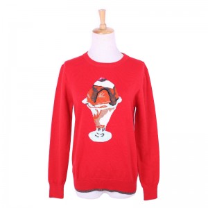 ออกแบบเอง Icecream Jacquard ผ้าฝ้าย 100% ผู้หญิง Pullover เสื้อกันหนาว