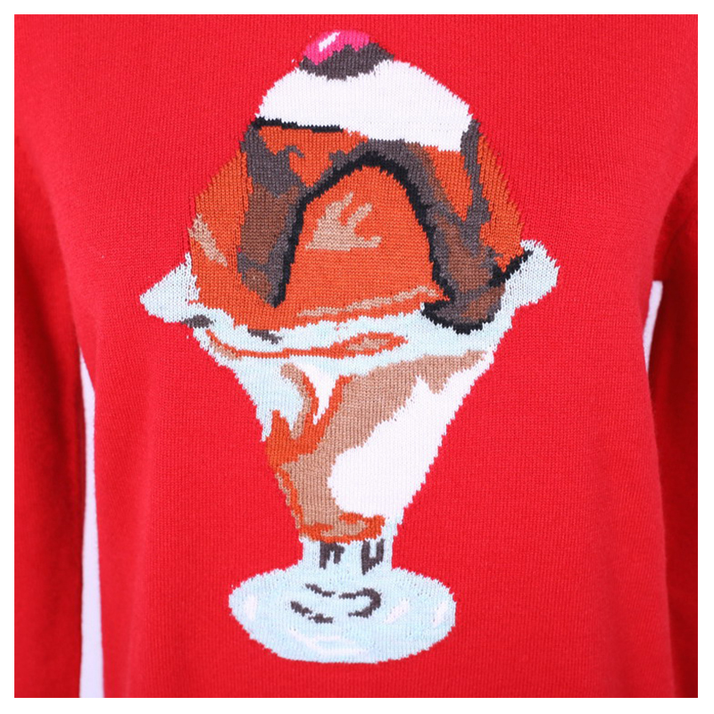 ออกแบบเอง Icecream Jacquard ผ้าฝ้าย 100% ผู้หญิง Pullover เสื้อกันหนาว
