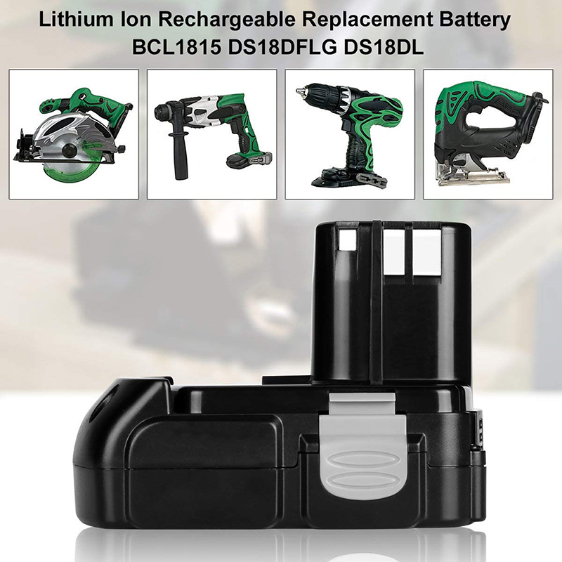 Li-ion 18V 2000mAh Repalcement สว่านไฟฟ้าแบตเตอรี่สำหรับ Hitach BCL1815, BCL1820