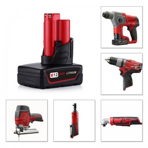 แบตเตอรี่ลิเธียมขนาด 12V 5000mAh สำรองสำหรับมิลวอกี 48-11-2411 M12 สว่านไร้สาย