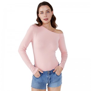 หนึ่งไหล่วินเทจชีฟองผู้หญิงเสื้อแขนยาว JCGJ190315010