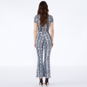 เสือดาวพิมพ์ Bodycon กางเกงขาสั้นอินเทรนด์สองชิ้นเสื้อผ้าสตรี