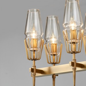 นอร์ดิกบุคลิกที่เรียบง่ายแก้วเหล็กยาวร้านอาหารโคมระย้า Km2145