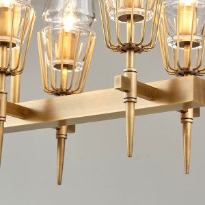 นอร์ดิกบุคลิกที่เรียบง่ายแก้วเหล็กยาวร้านอาหารโคมระย้า Km2145