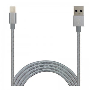 สายเคเบิลดาต้าไนล่อนสีล้วน Type-C