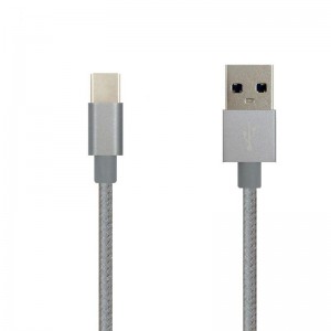 สายเคเบิลดาต้าไนล่อนสีล้วน Type-C