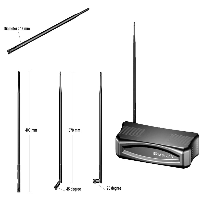 9dBi กำไร 395mm 2.4GHz WIFI เสาอากาศในร่ม Omni Directional เสาอากาศภายนอก