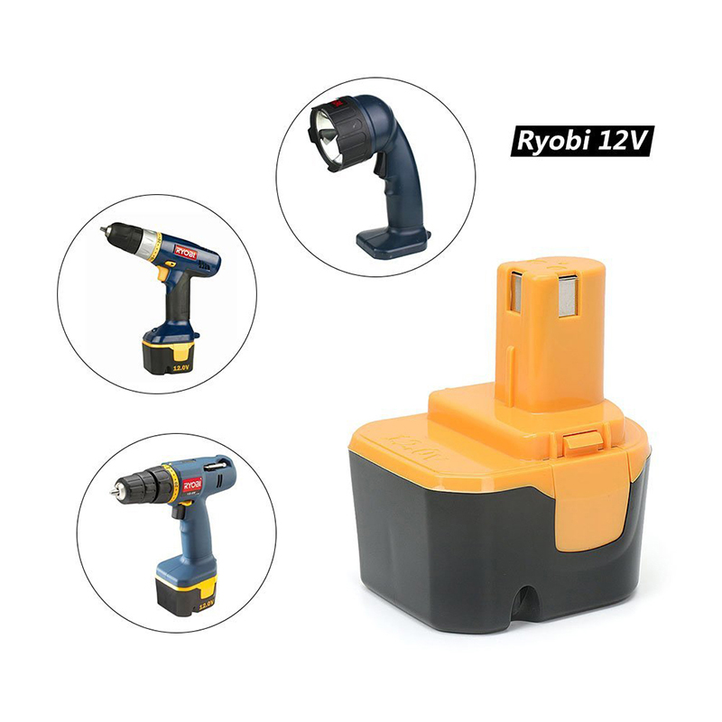 แบตเตอรี่เครื่องมือไฟฟ้าไร้สาย Ni-Cd 12V 1500mAh สำหรับ Ryobi 1400652, 1400652B