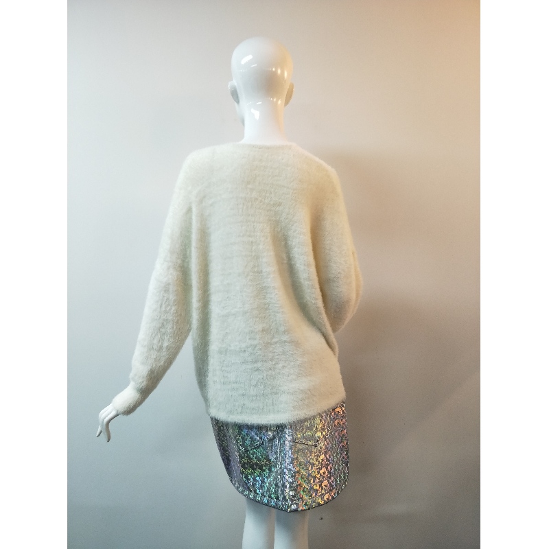 WHITE V-NECK SWEATER RLWS0025F