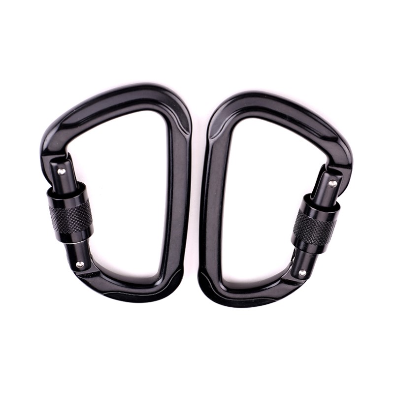 อลูมิเนียมอัลลอยด์กลางแจ้งพร้อมตัวล็อค carabiner ภูเขาปีนเขาชนิด D