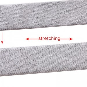 11 # Frosted เงินแววคุณภาพดียืดหยุ่นสูงที่กำหนดเองทอ 1.8 นิ้วสายรัดเทปยืดหยุ่นเมทัลลิยืดหยุ่นวง