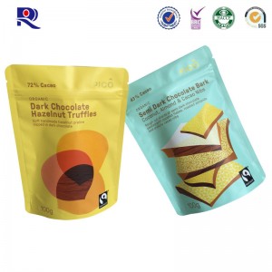 ฟอยล์อลูมิเนียมยืนขึ้นกระเป๋าที่มีซิปสำหรับช็อคโกแลตหรือบรรจุภัณฑ์อาหารอื่น ๆ 100 กรัม 250 กรัม 500 กรัม ฯลฯ