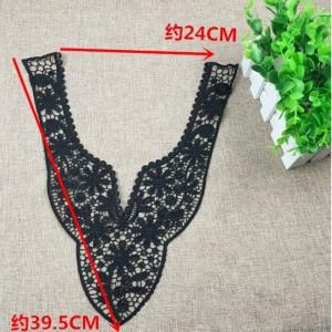 ผู้หญิงที่สง่างาม DIY สีดำลายดอกไม้ลูกไม้เสื้อคอปก Applique ผ้าสำหรับการแต่งกาย