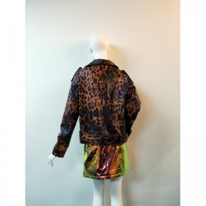 แจ็คเก็ตสีน้ำตาล - ดำ PU แจ็คเก็ต RLWPJ0007N