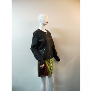 แจ็คเก็ตหนัง PU สีดำ BLACK RLLPJ0015N