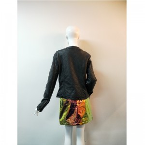 แจ็คเก็ตหนัง PU สีดำ BLACK RLLPJ0015N