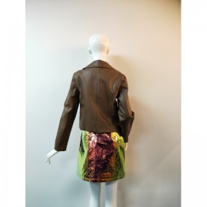 แจ็คเก็ตสีน้ำตาล PU BIKER RLWPJ0016N