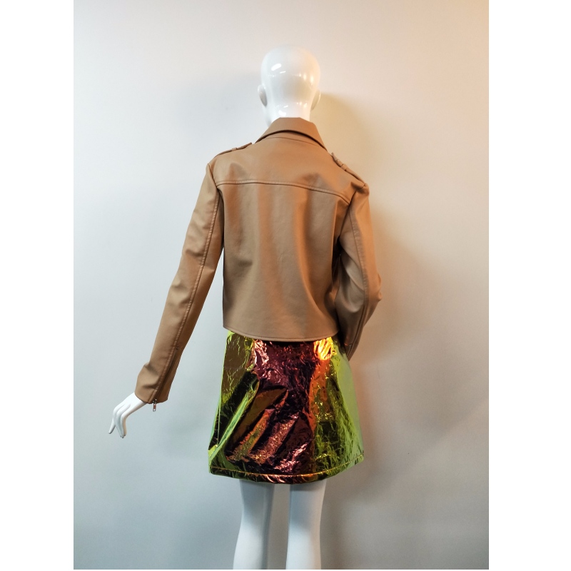 แจ็คเก็ตสีน้ำตาล PU BIKER RLWPJ0006N