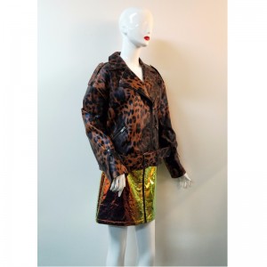 แจ็คเก็ตสีน้ำตาล - ดำ PU แจ็คเก็ต RLWPJ0007N