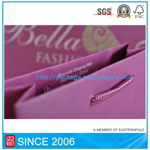 ถุงกระดาษสีม่วงหูจับผูกปม